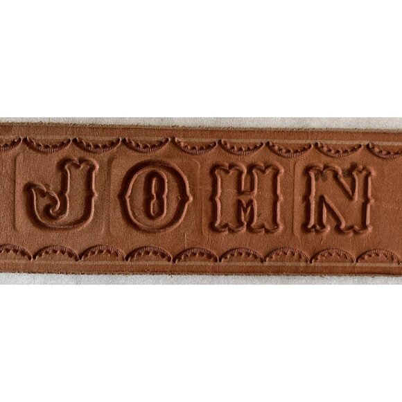 John Southwestern Cowboy Brown Tan Gold Fish Sea Marine Ocean Boho Belt 34 - Picture 3 of 10